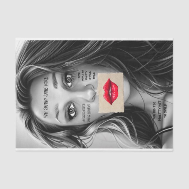 Mousseline Vous Devriez Sourire Plus Papier Découpage Lèvres  (Recto)