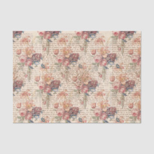 Mousseline Walden Vintage Garden Flowers Tissu Papier