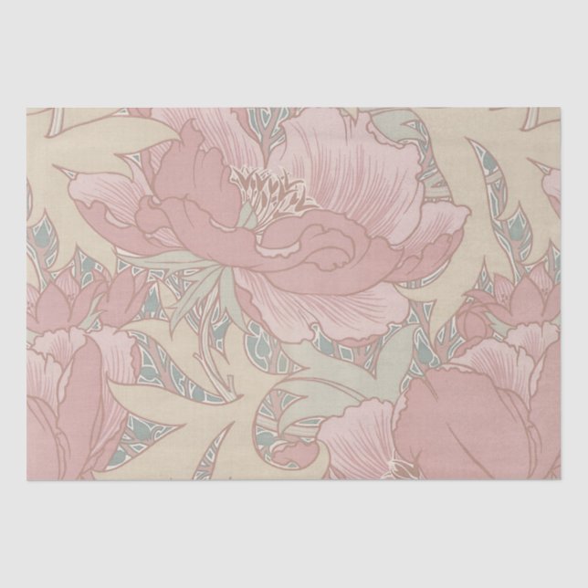 Mousseline Walter Crane Flowers Tissu Papier (Recto)