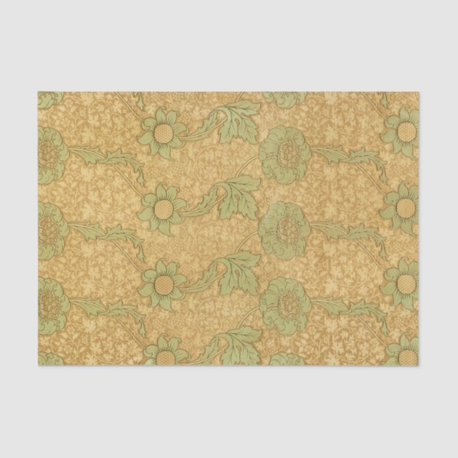 Mousseline William Morris MOTIF EN papier Tissu JAUNE (Recto)