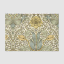 William Morris Papier Tissu Floral bleu jaune