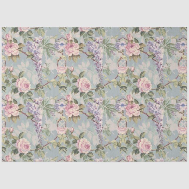 Mousseline Wisteria et papier de tissus Rose (Recto)