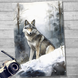 Mousseline Wolf dans papier de découpage de neige 2