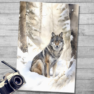 Mousseline Wolf dans papier de découpage de neige 3