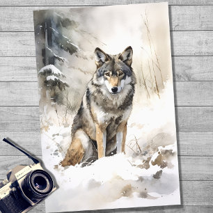 Mousseline Wolf dans papier découpage neige 1