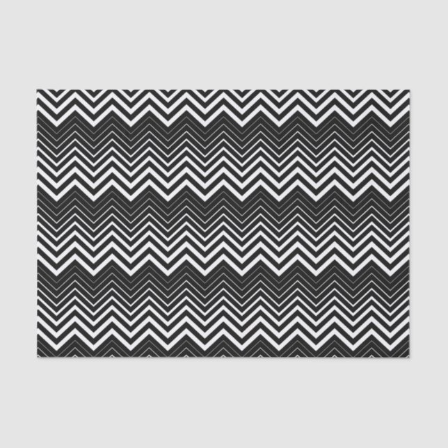Mousseline Zigzag noir et blanc Chevron Tissu Papier (Recto)
