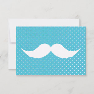 Moustache blanche amusante sur Motif Pois bleu