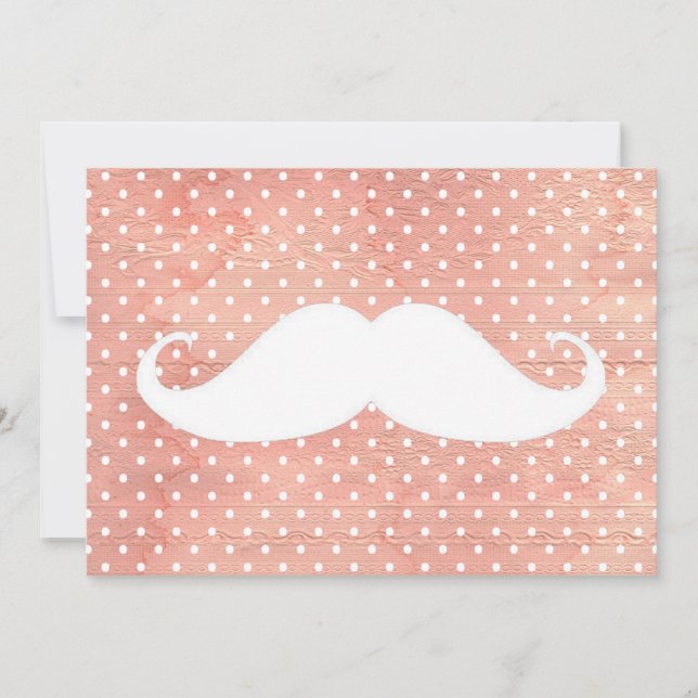 Moustache blanche amusante sur Motif Pois rose (Devant)