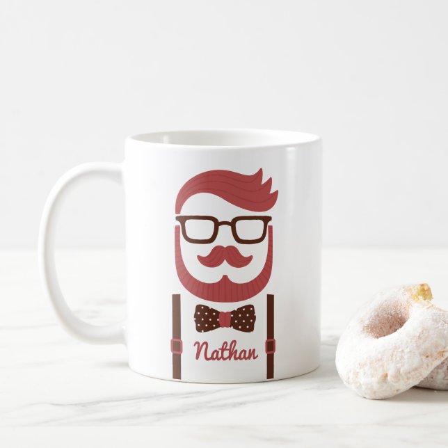 Moustache de monsieur de hippie et tasse de Bowtie (Avec donut)