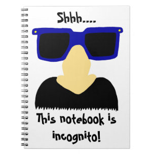 Moustache et carnet incognito en verre