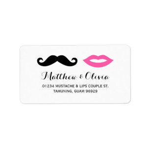 Moustache et rose lèvres Mariages Étiquettes de ad
