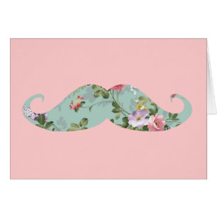 Moustache florale rose rouge vintage Girly drôle