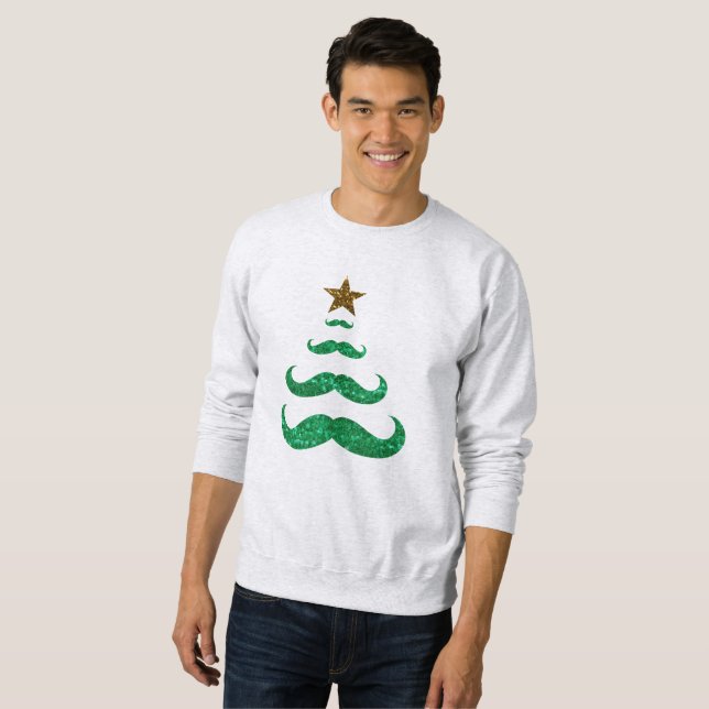 moustache noël arbre homme sweatshirt (Devant entier)