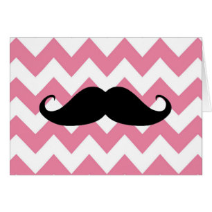 Moustache noire drôle et motif rose de Chevron