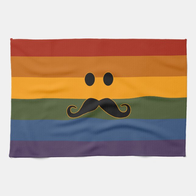 Moustache Pride serviette de cuisine personnalisée (Horizontal)