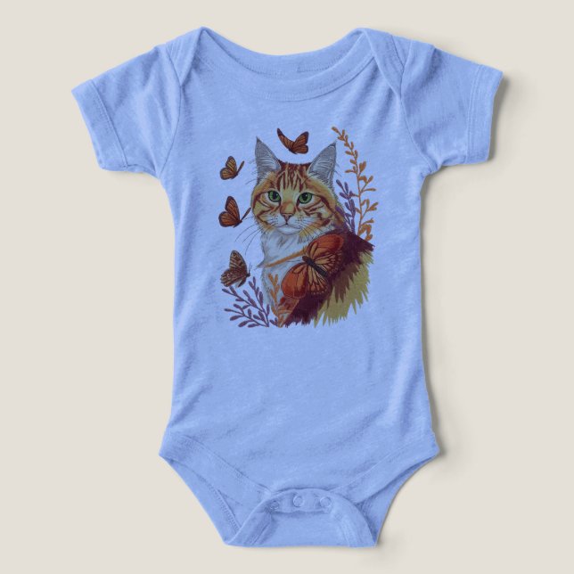 Moustaches & Ailes – Chat avec Papillons Monarques (Design Recto)