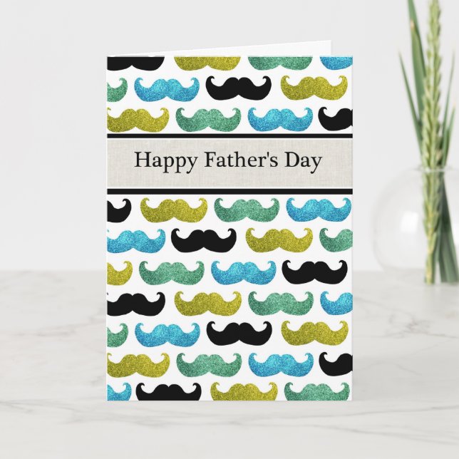 Moustaches bleues et vertes Bonne carte de Fête de (Devant)