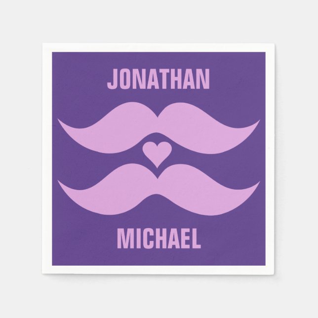 Moustaches roses serviettes en papier personnalisé (Devant)