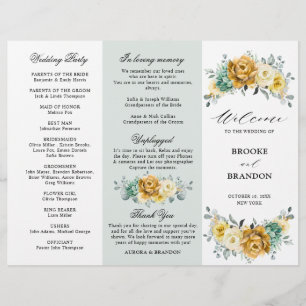 Moustard jaune Floral Sage vert triple programme