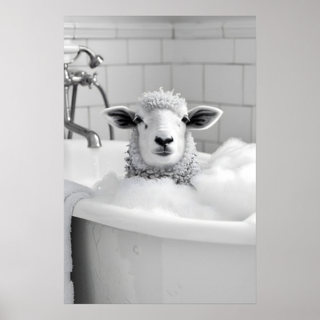 Mouton drôle dans une impression de baignoire mur  (Devant)