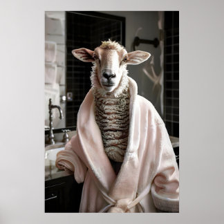 Mouton drôle en robe de bain, décoration murale de