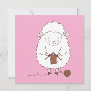 Mouton Mignon qui Tricote de la Laine Marron
