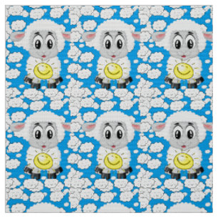 Mouton Soleil Nuages Bleu Tissu