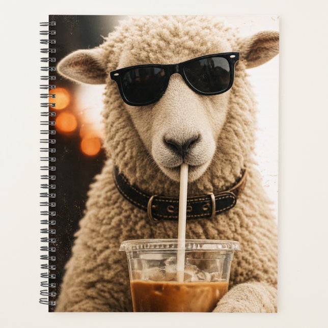 Moutons cools buvant du café glacé (Devant)