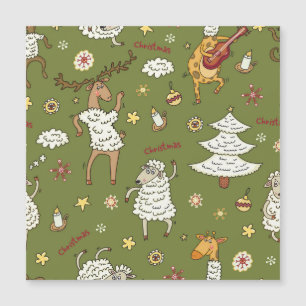 Moutons de Noël : Illustration Vintage animale.