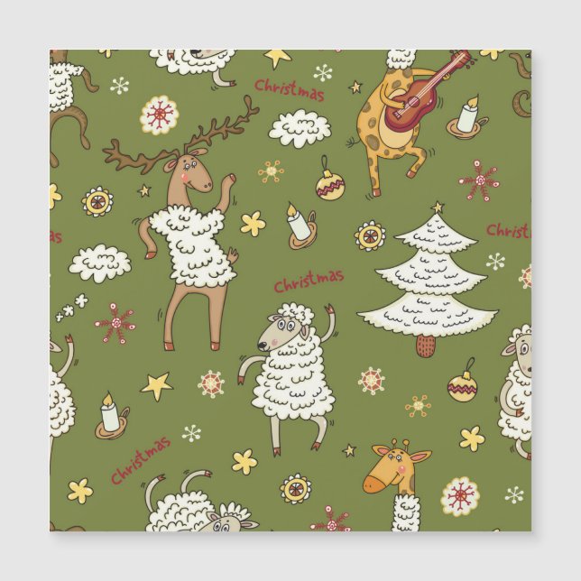 Moutons de Noël : Illustration Vintage animale. (Devant)