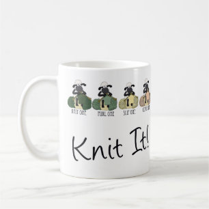Moutons de tricot, blanc d'amusement tasse blanche