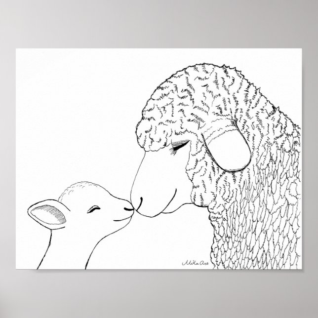 Moutons et agneaux Ferme Animaux de ferme Art Déco (Devant)