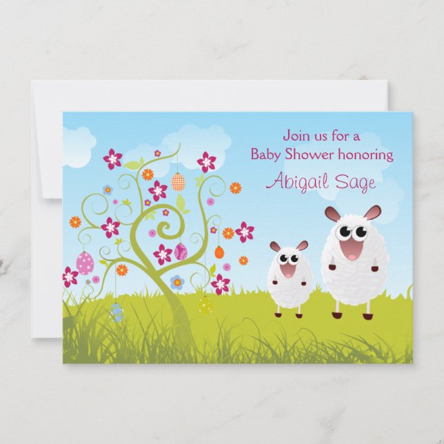 Moutons et oeufs de vacances Invitation Baby showe (Devant)