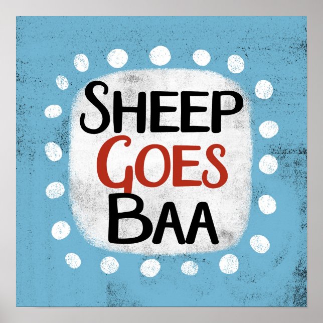 Moutons Goes Baa Poster Mur Art (Devant)