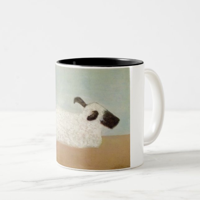 Moutons (par Milton Avery) Mug à café à deux tons (Devant droit)