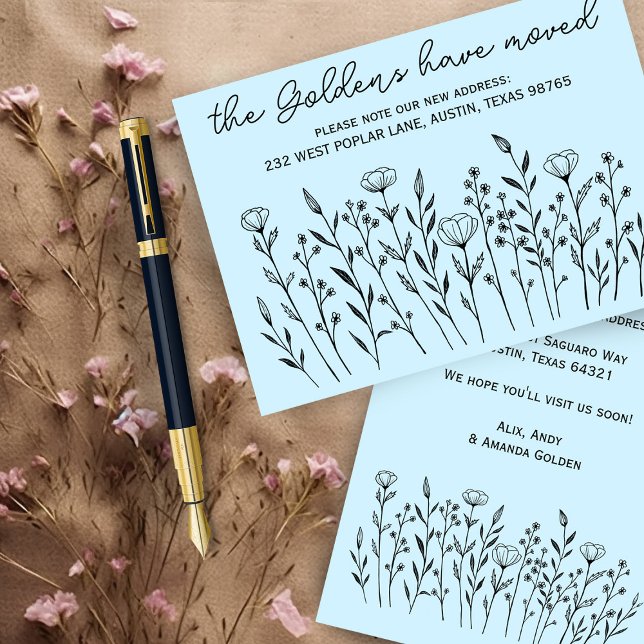 MOUVEMENT FAIRE-PART Carte personnalisée simple (MOVING ANNOUNCEMENT Wildflowers Simple Custom Change of Address
Card)