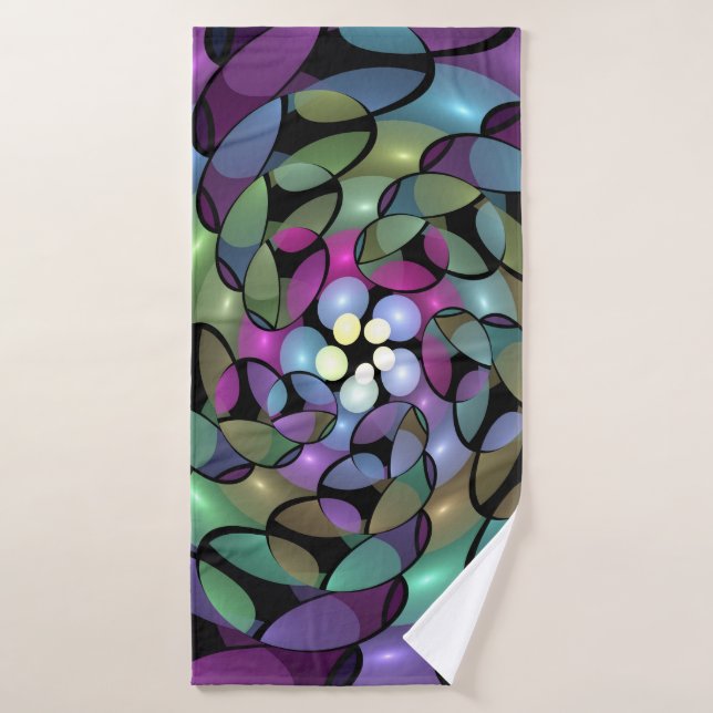 Mouvements colorés Abstrait Trippy Fractal Art (Serviette de bain)