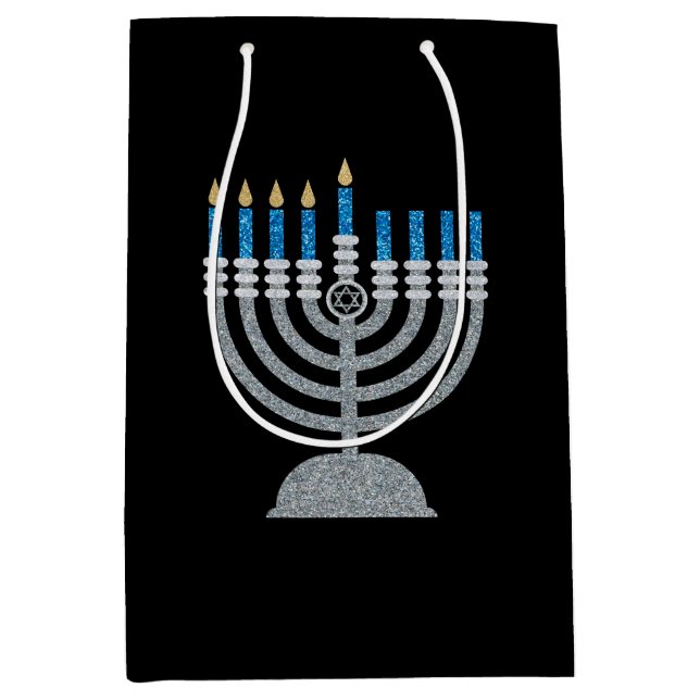 Moyen 4e nuit de Hanoukka Parties scintillant sac cadeau (Devant)