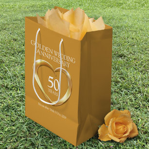 Moyen 50e anniversaire mariage d'or sac cadeau photo
