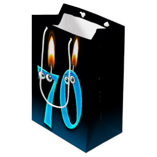 Moyen 70e Anniversaire Bougies Moyenne Sac Cadeau