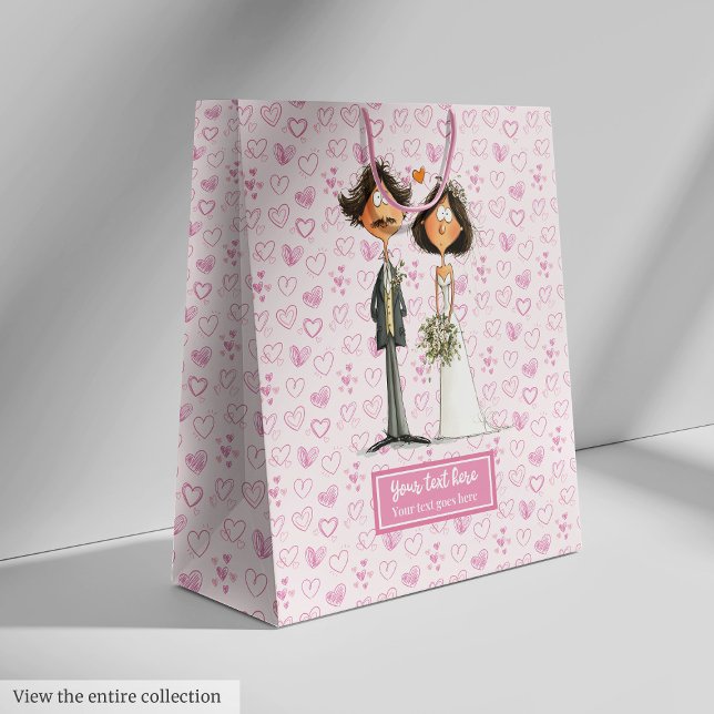 Moyen Aquarelle mariée chambre cadeau sac cadeau Mariage (Watercolor Bride Groom Gift Bag Funny Wedding)