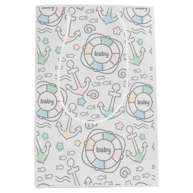 Moyen Baby Ahoy Nautical Baby Cadeau Sac (Devant)