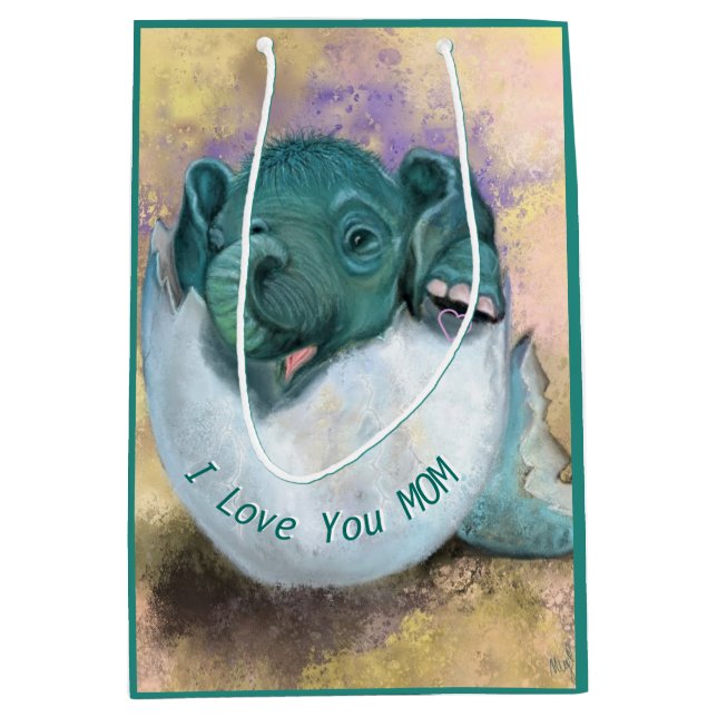 Moyen Baby Elephant Cadeau Sac I Love You Mom - Your Tex (Devant)