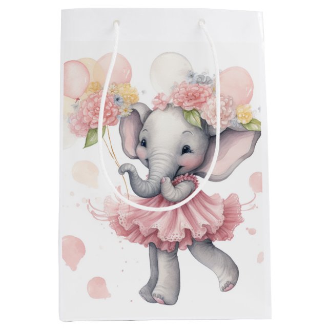 Moyen Baby Girl Elephant Cadeau Sac (Devant)