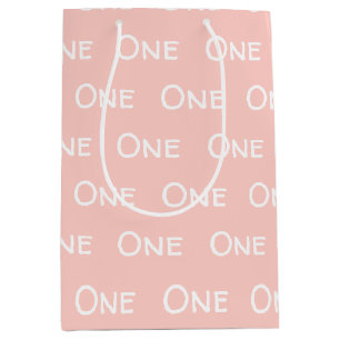 Moyen Baby Pink Girl's First Birthday Medium Cadeau sac