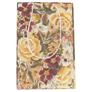 Moyen Beau sac cadeau d'automne fleuri