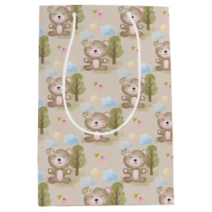 Moyen Bébé Forêt d'ours neutre Grand sac cadeau