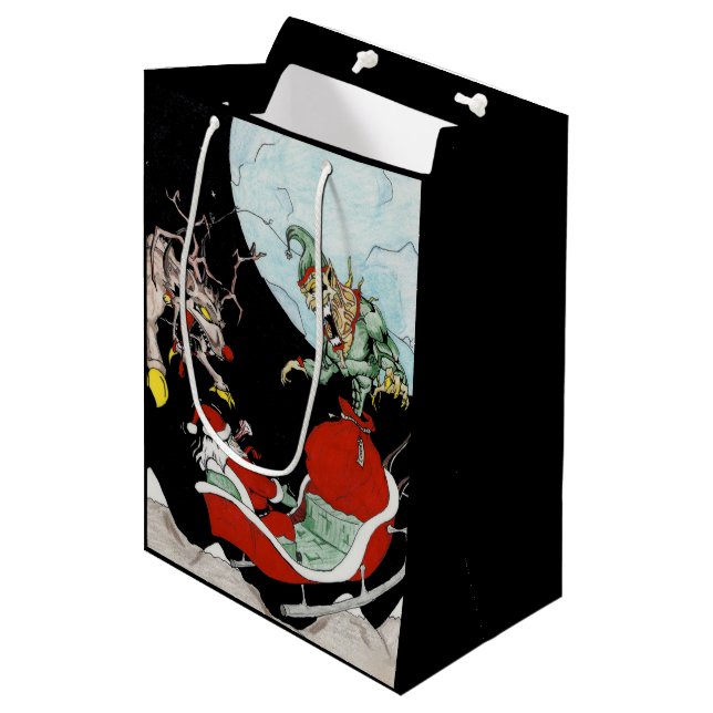 Moyen cauchemar de Noël Sac cadeau personnalisé (Devant Angle)