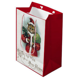 Moyen Chat de Noël, sac cadeau Louis Wain Medium
