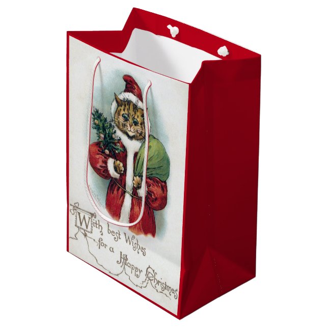 Moyen Chat de Noël, sac cadeau Louis Wain Medium (Devant Angle)